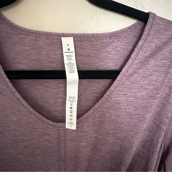 Lululemon Womens Do The Daily Short Sleeve in Heathered Smoked Mulberry - Picture 5 of 6